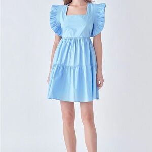 English Factory Smocked Sleeve Dress - Size SMALL